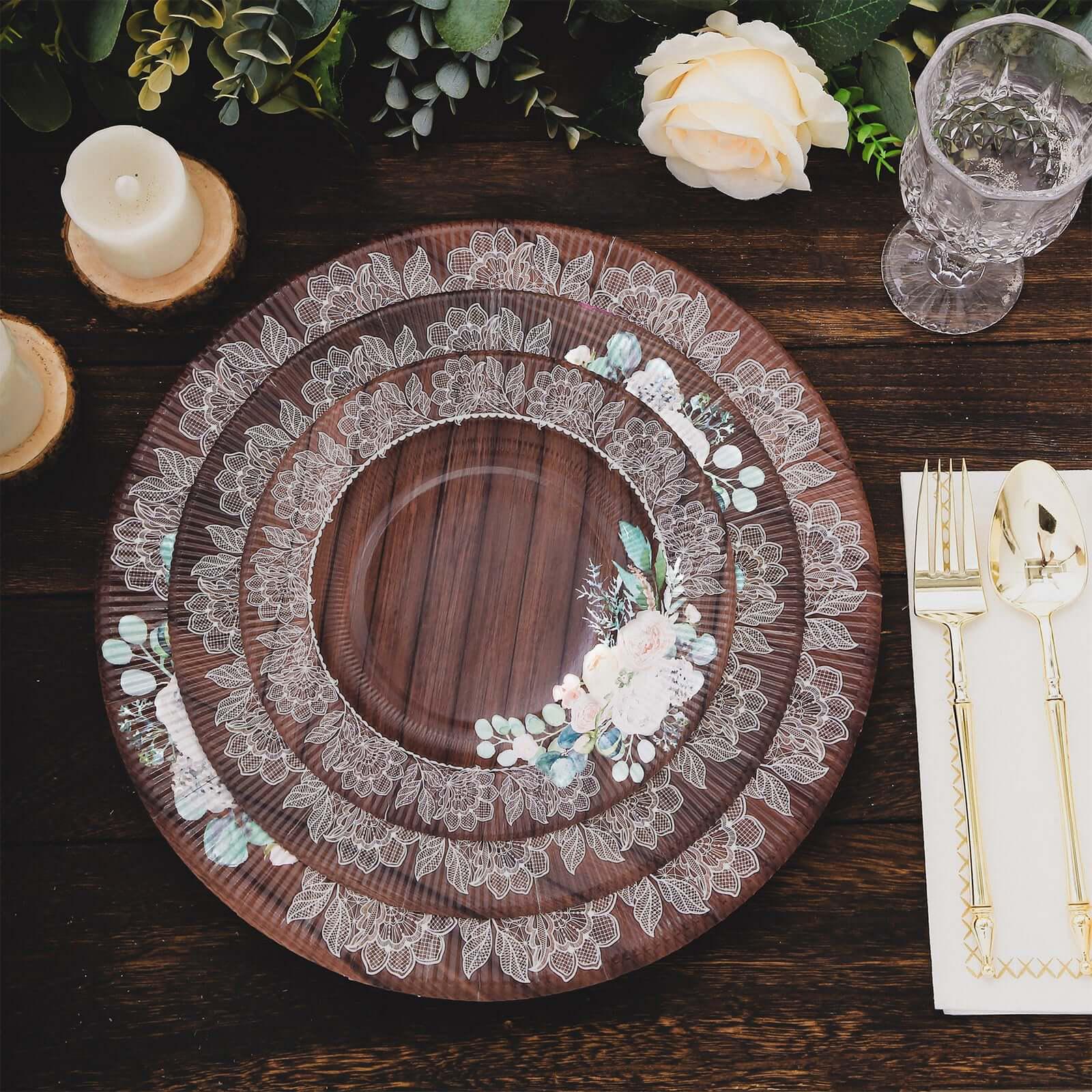 Rustic Wood Floral Charger Plate