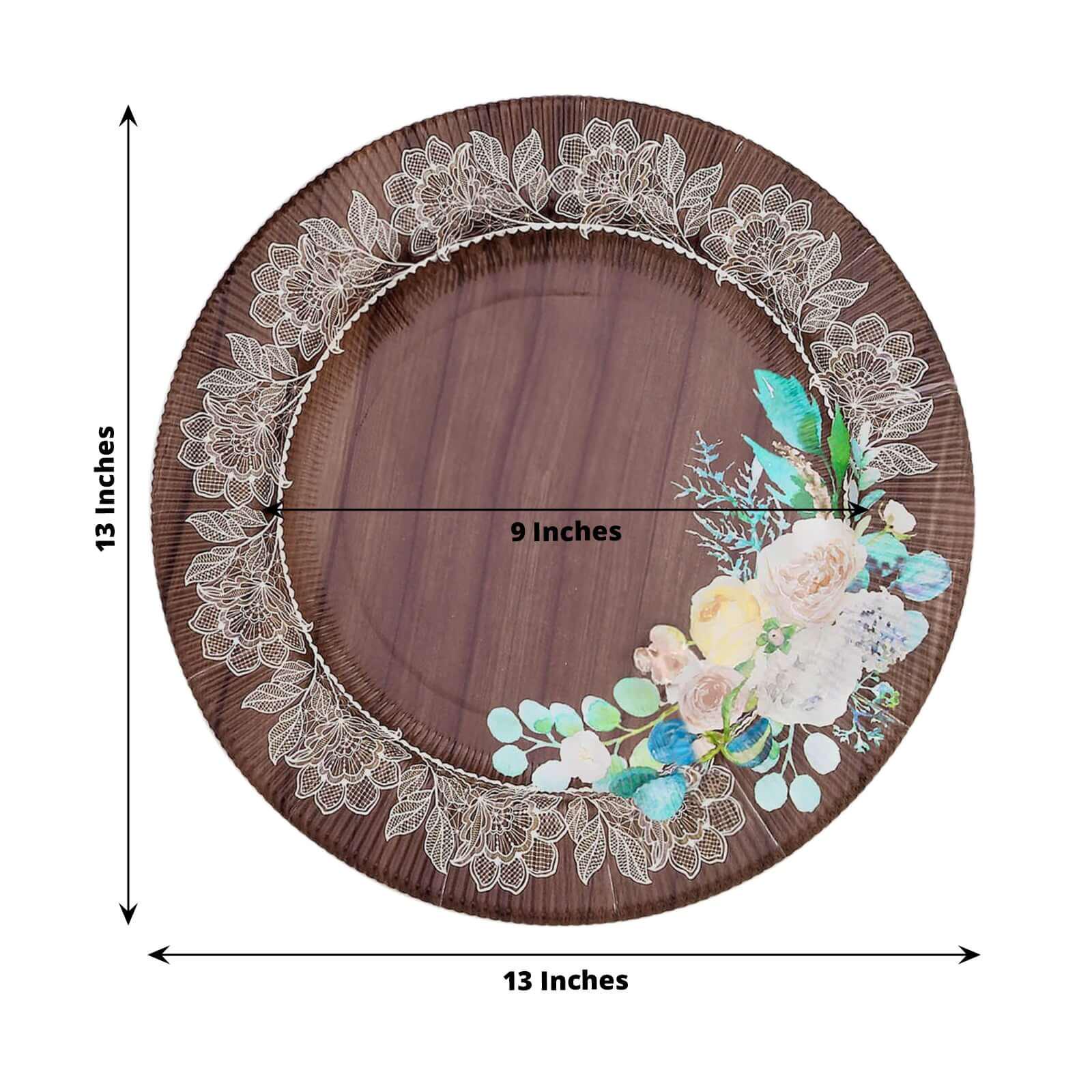 Rustic Wood Floral Charger Plate - Image 2
