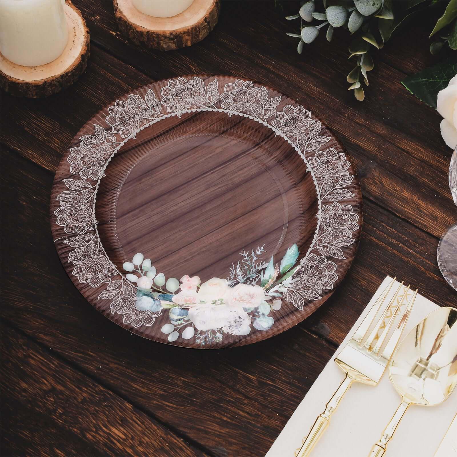Rustic Wood Floral Charger Plate - Image 5