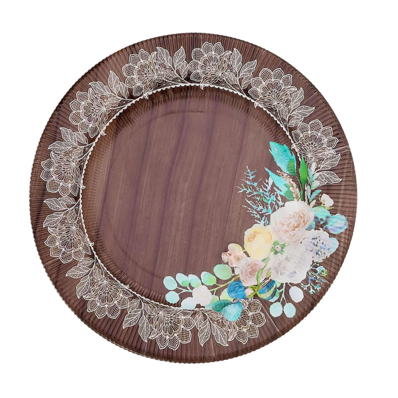 Rustic Wood Floral Charger Plate - Image 3