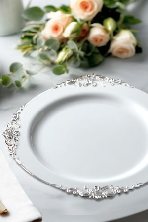 White Ornate Charger Plate