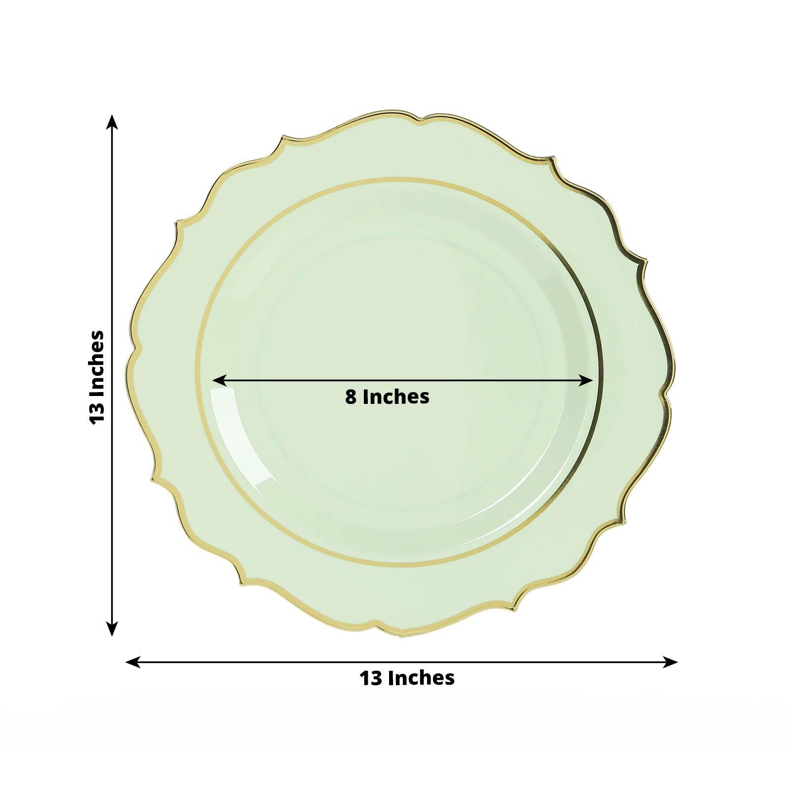 Sage Green Scalloped Charger Plate with Gold Rim - Image 2