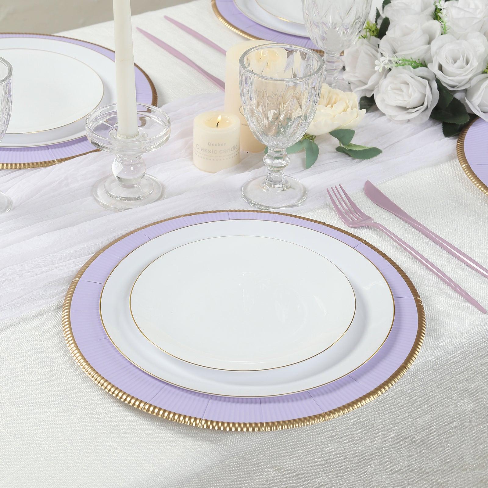Lavender Charger Plate with Gold Rim
