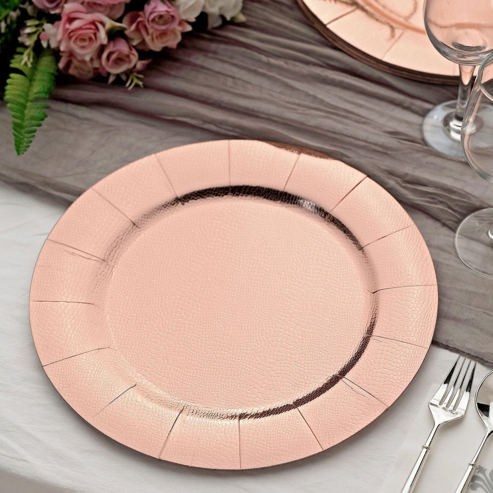 Blush Pink Textured Charger Plate, - Image 4
