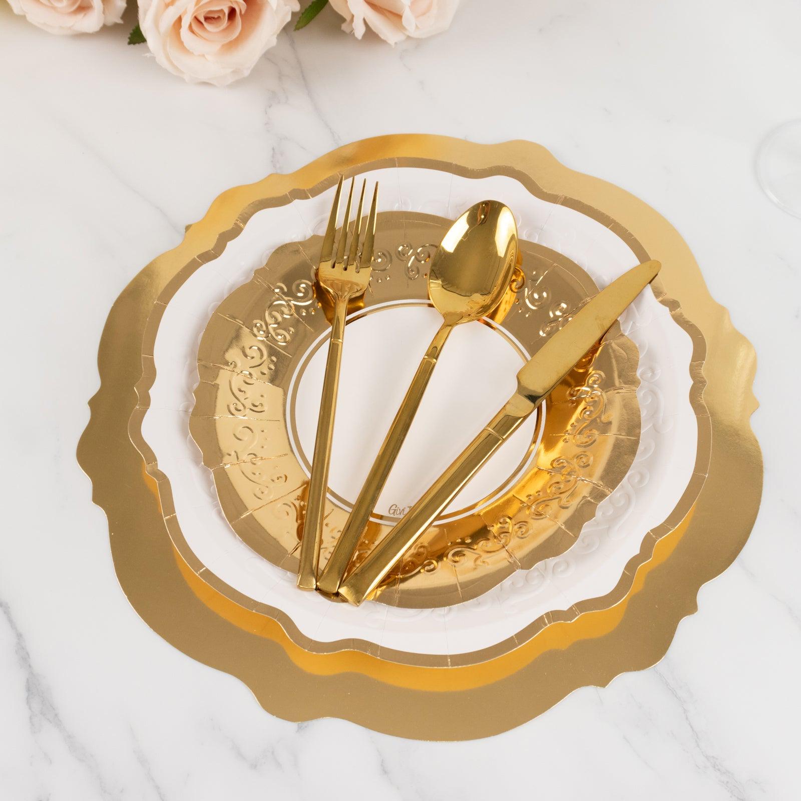 Gold and White Scalloped Plate Set - Image 5