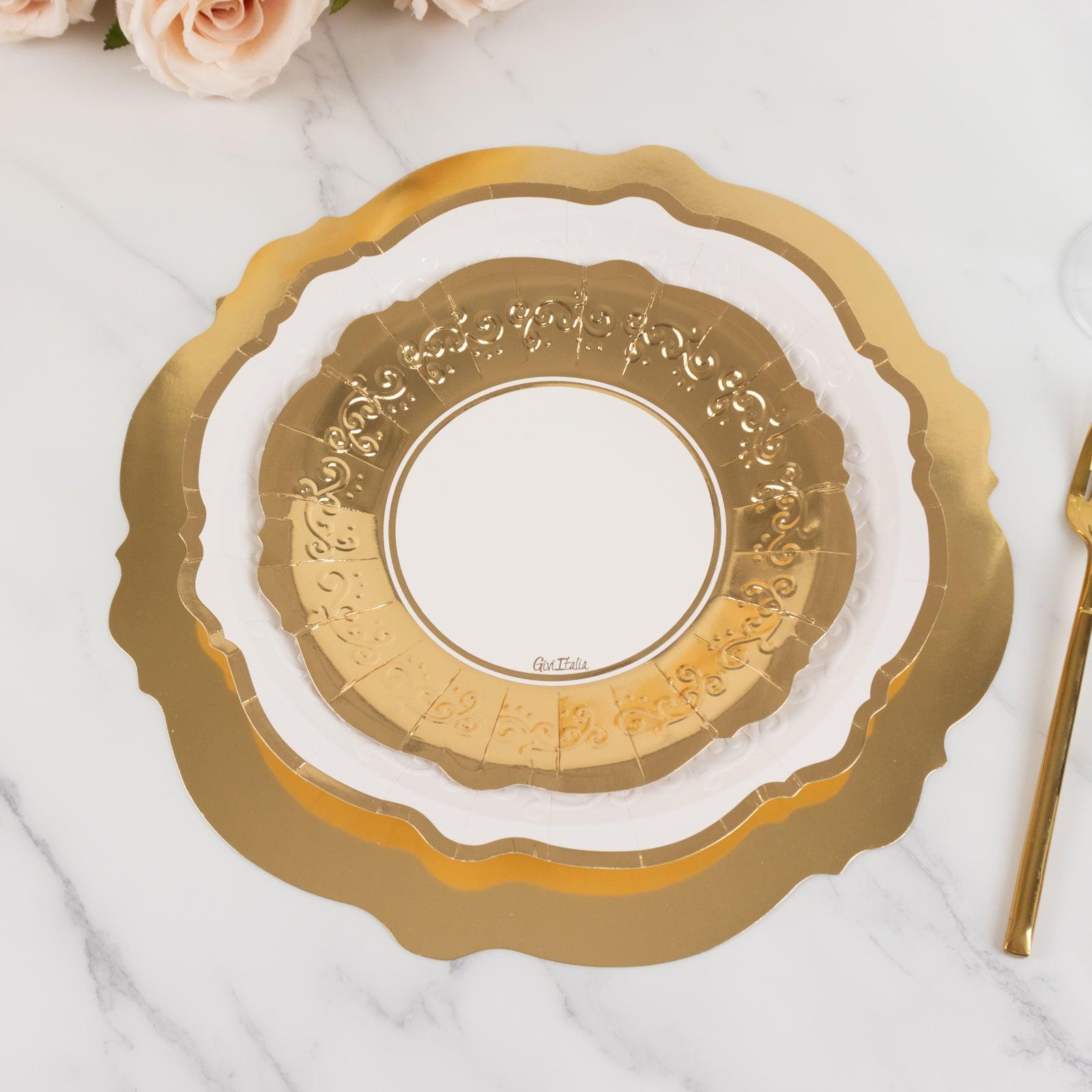 Gold and White Scalloped Plate Set - Image 4