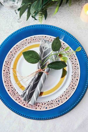 Blue Beaded Rim Charger Plate