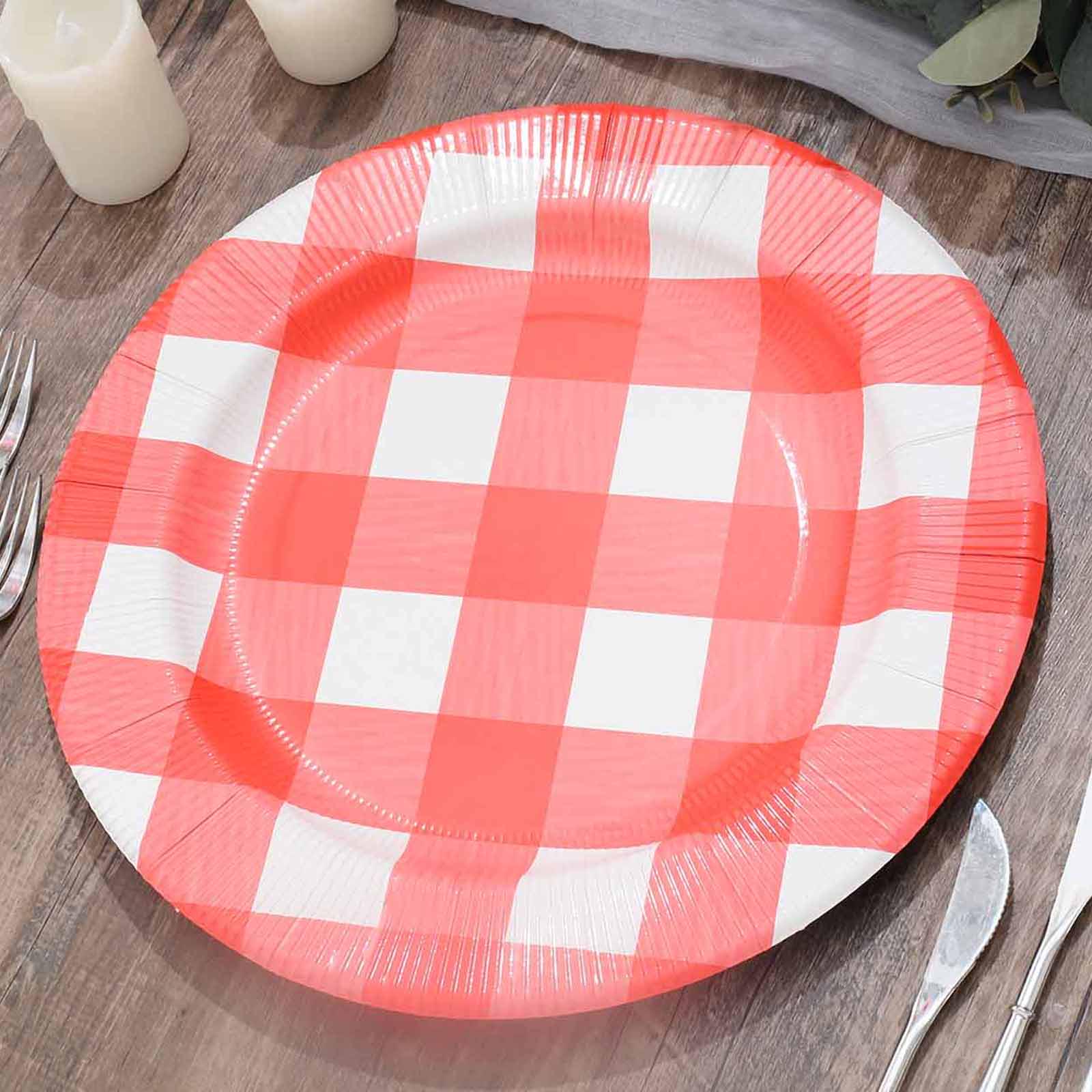 Red and White Plaid Charger Plate - Image 4