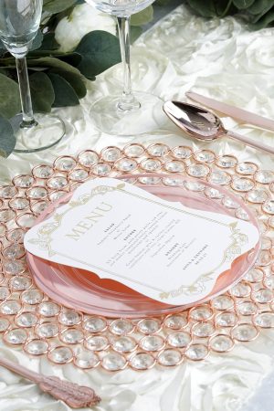 Blush Mirror Charger Plate with Crystal Beaded Rim
