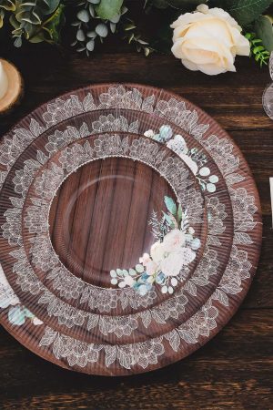 Rustic Wood Floral Charger Plate
