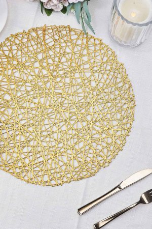Gold Openwork Round Charger Mat