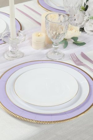 Lavender Charger Plate with Gold Rim