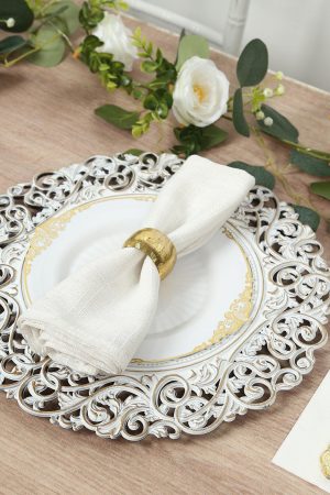 White and Gold Ornate Charger Plate