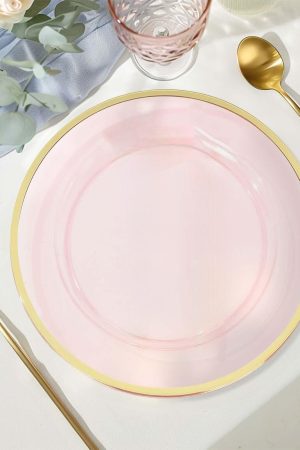 Blush Pink Charger Plate with Gold Rim