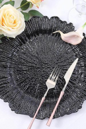 Smoky Black Scalloped Charger Plate
