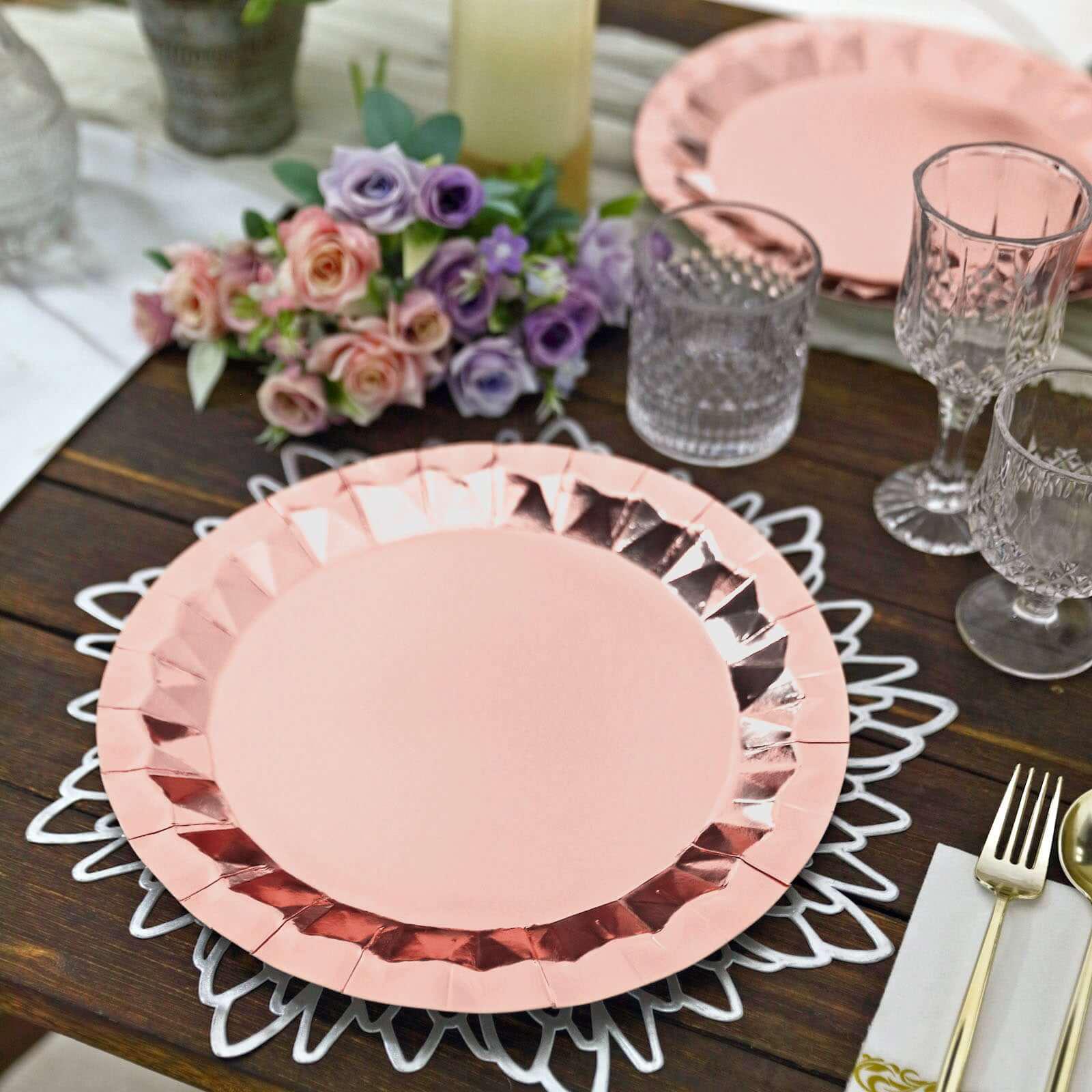 Blush Pink Faceted Charger Plate