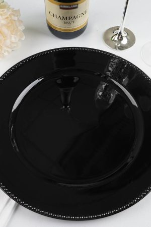 Black Beaded Rim Charger Plate