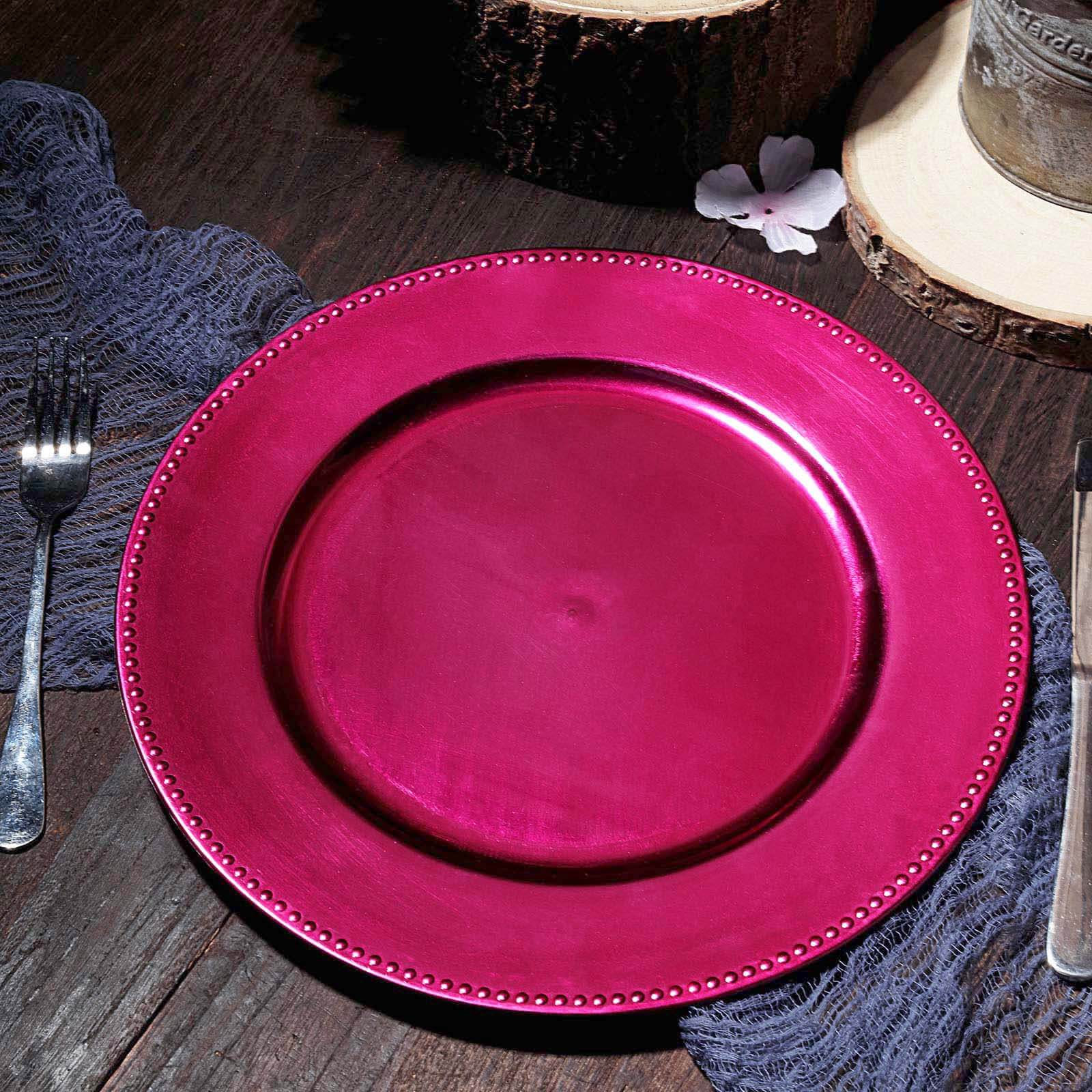 Fuchsia Beaded Rim Charger Plate - Image 5