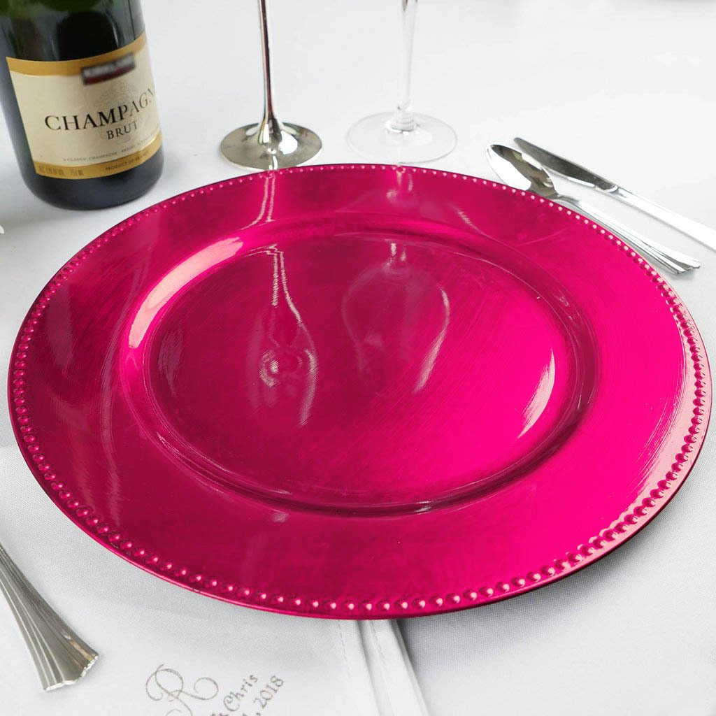 Fuchsia Beaded Rim Charger Plate - Image 4
