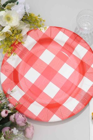 Red and White Plaid Charger Plate