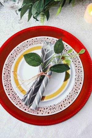 Ruby Red Beaded Rim Charger Plate